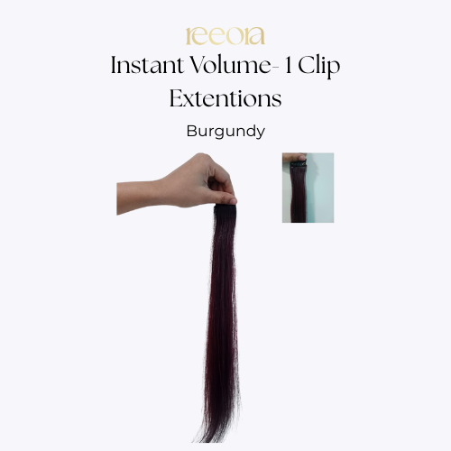 Premium 1 Clip Hair Extensions – 100% Human Hair | Burgundy | 14-26 Inch | Straight