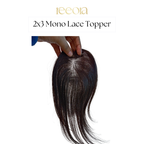 2x3 Lace Base Black Human Hair Mono Topper – Covers Wide Center Partition