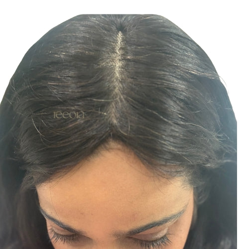 Daisy | Basic Wig|  16” Natural Wave Silk Base Wig | Fixed partition|  Dark Brown Highlights