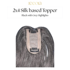 2x4 Silk base - Black with Grey Highlights - Human Hair Topper
