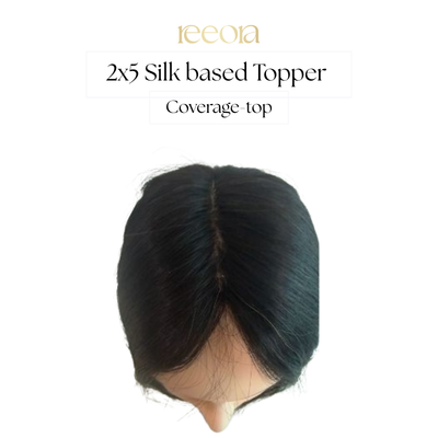 2x5 Silk Base - Black - Human Hair Topper For Women - Great to cover wide center partition