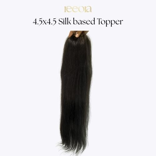 4.5x4.5 Silk Base Human Hair Topper - Natural Black | Back Combed for Volume