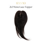 2x3 Lace Base Black Human Hair Mono Topper – Covers Wide Center Partition