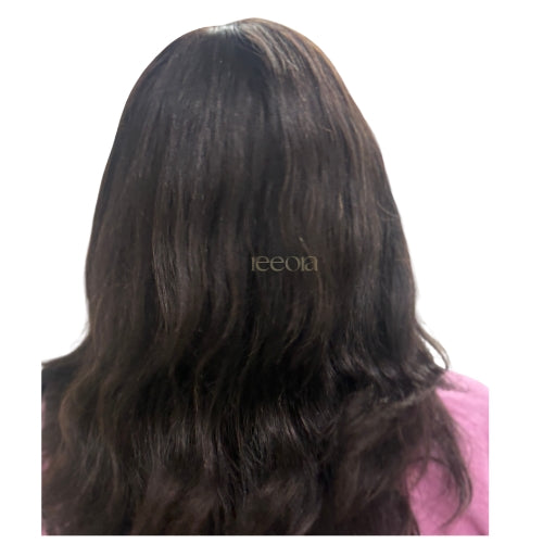 Daisy | Basic Wig|  16” Natural Wave Silk Base Wig | Fixed partition|  Dark Brown Highlights