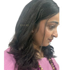 Daisy | Basic Wig|  16” Natural Wave Silk Base Wig | Fixed partition|  Dark Brown Highlights
