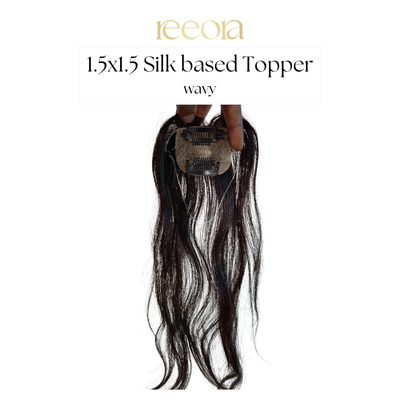 1.5x1.5 Silk Base Black Human Hair Topper for Women – Covers Wide Center Partition