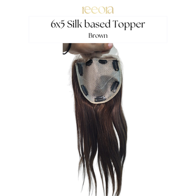 6x5 Silk Base with natural hairline| Brown | Straight I Human Hair Topper For Women I Hair Extensions