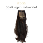 3x5 Backcombed Human Hair Topper for Women – Straight, Natural Black