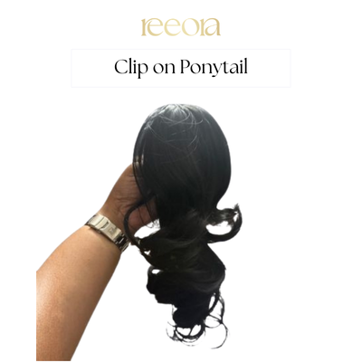 Clip-on Pre-Styled Ponytail with Bottom Curls – Black, Natural Volume, Zero Effort