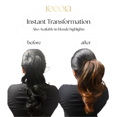 Clip-on Pre-Styled Ponytail with Bottom Curls – Black, Natural Volume, Zero Effort