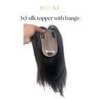 3x5 Silk Base topper with bangs - Black - Human Hair Topper For Women - Great to cover wide center partition (Copy)