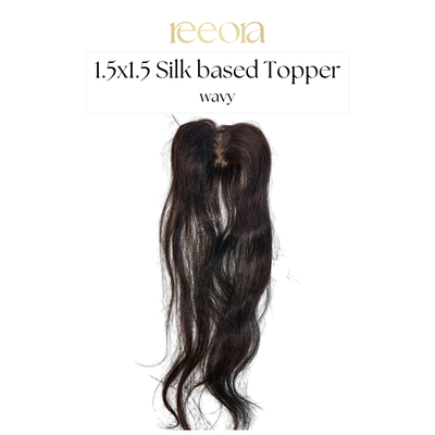 1.5x1.5 Silk Base Black Human Hair Topper for Women – Covers Wide Center Partition