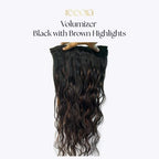 Hair Volumizer - Black with Brown Highlights - Curly Hair Extension (14"-24")