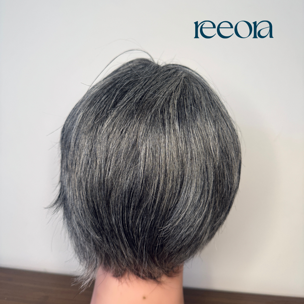 Machine Made Straight Grey Wig 8 inch