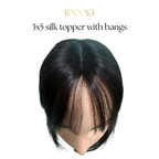 3x5 Silk Base topper with bangs - Black - Human Hair Topper For Women - Great to cover wide center partition (Copy)