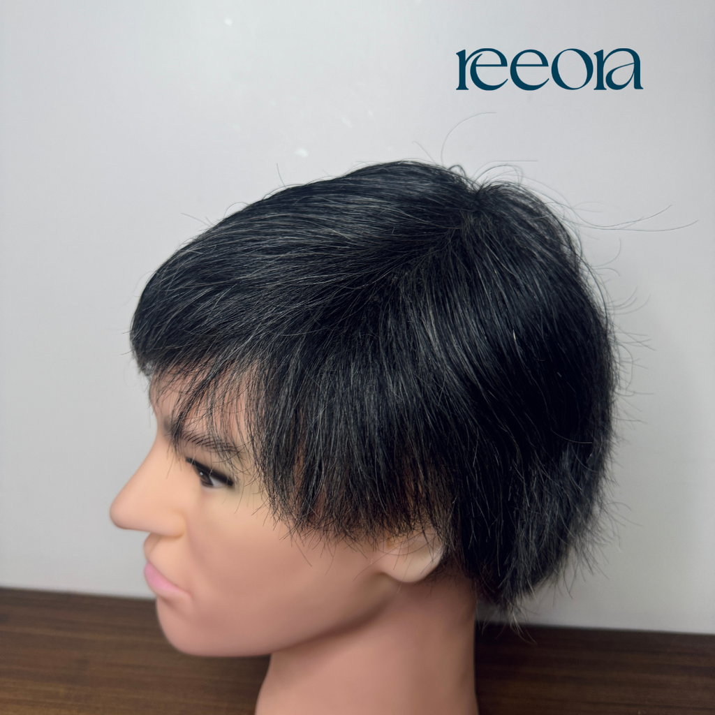 Machine Made Straight Grey Wig  6 inch