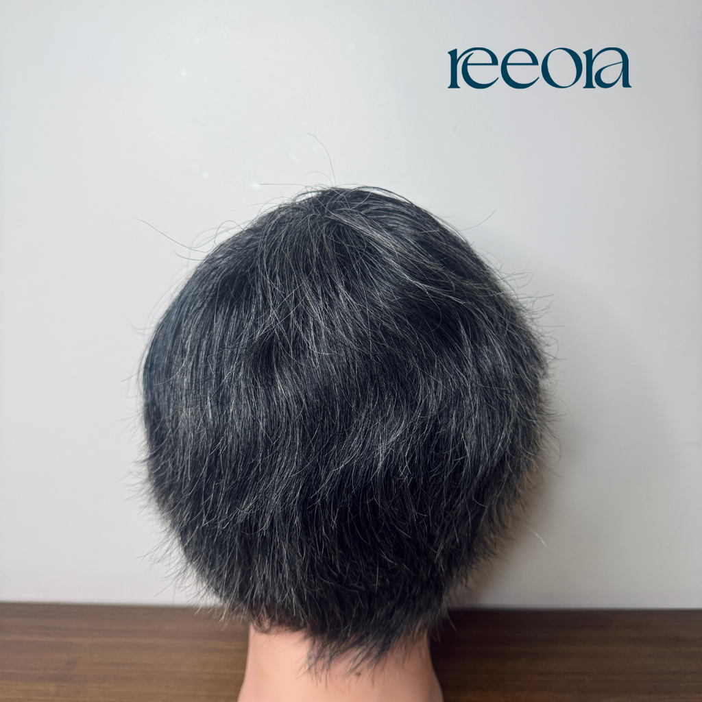 Machine Made Straight Grey Wig  6 inch