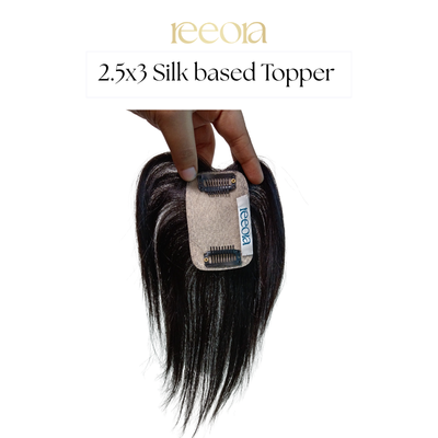 2.5x3 Silk Base - Black - Human Hair Topper For Women - Great to cover wide center partition