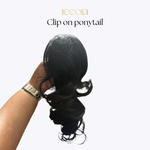 Clip-on Pre-Styled Ponytail with Bottom Curls – Black, Natural Volume, Zero Effort