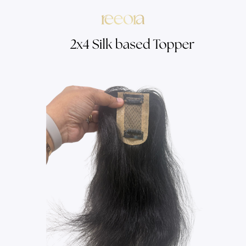 2x4 Silk Base - Black - Human Hair Topper For Women - Great to cover wide center partition