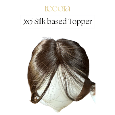 Straight Hair Topper 3x5" | Black Silk Base Crown Topper – 16" Premium Human Hair by Reeora