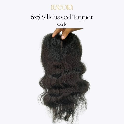 6x5 Silk Base with natural hairline | Black | Curly | Human Hair Topper