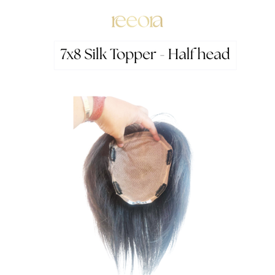 7x8 inch Skin Base Full Crown Topper - Natural Black - Human Hair Topper For Women - Wide Coverage For Thinning Hair