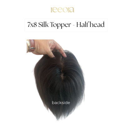 7x8 inch Skin Base Full Crown Topper - Natural Black - Human Hair Topper For Women - Wide Coverage For Thinning Hair