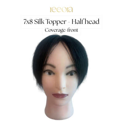 7x8 inch Skin Base Full Crown Topper - Natural Black - Human Hair Topper For Women - Wide Coverage For Thinning Hair