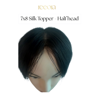 7x8 inch Skin Base Full Crown Topper - Natural Black - Human Hair Topper For Women - Wide Coverage For Thinning Hair