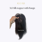 3x5 Silk Base topper with bangs - Black - Human Hair Topper For Women - Great to cover wide center partition (Copy)