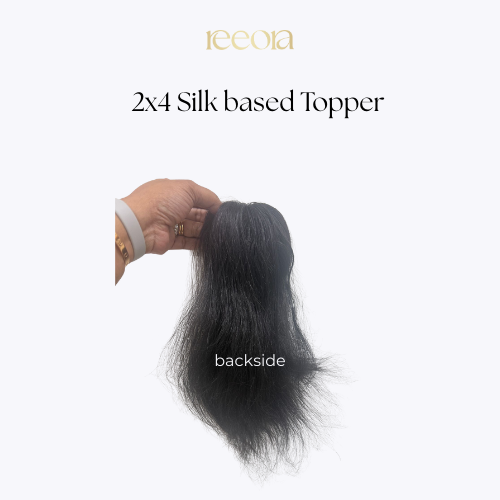 2x4 Silk Base - Black - Human Hair Topper For Women - Great to cover wide center partition