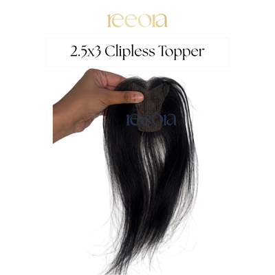Magic Clipless Hair Topper | 2.5x3" Invisible Scalp Coverage – Premium Human Hair Topper by Reeora