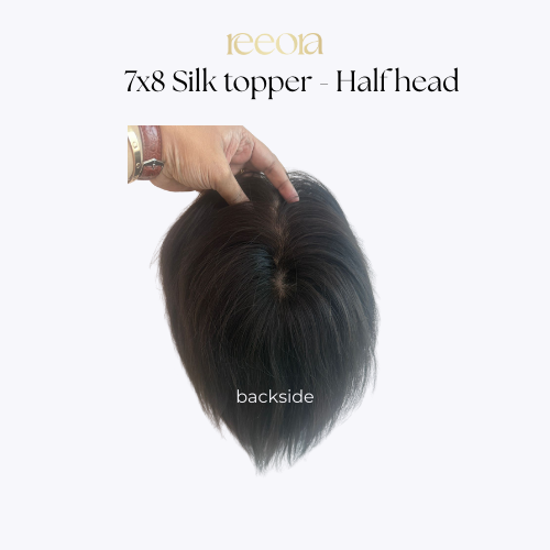 7x8 inch Skin Base Full Crown Topper - Natural Black - Human Hair Topper For Women - Wide Coverage For Thinning Hair