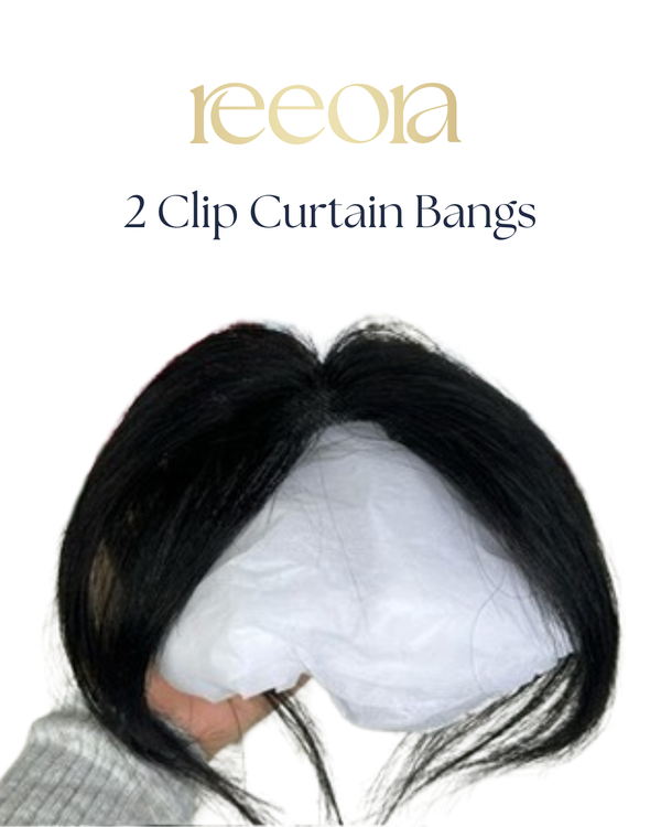 Long Clip-In Bangs with 2 clips - 100% Human Hair Extensions | Natural Looking Hairstyle Boosters