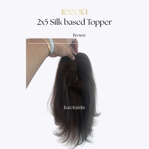 2x5 Silk Base - Brown - Human Hair Topper For Women - Great to cover wide center partition