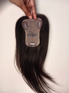 Straight Hair Topper 3x5" | Black Silk Base Crown Topper – 16" Premium Human Hair by Reeora