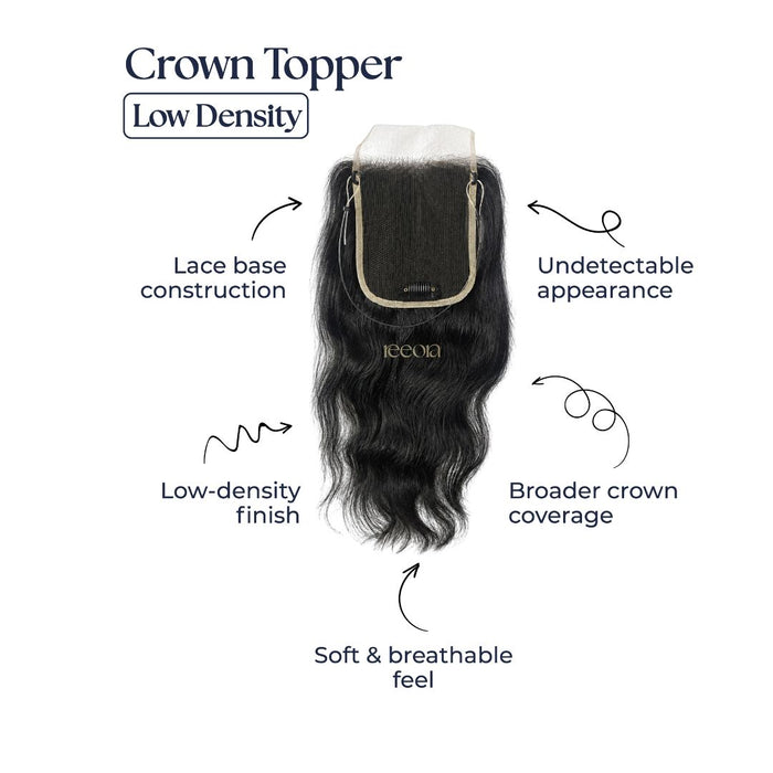 Crown Topper Low Density | Seamless Blend for Fine & Thin Hair | Lace topper