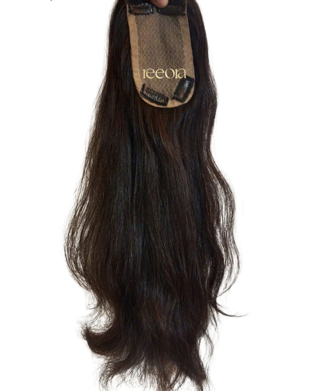 Sleek 3x5 Backcombed Human Hair Topper for Women – Straight, Natural Black, 22 Inch