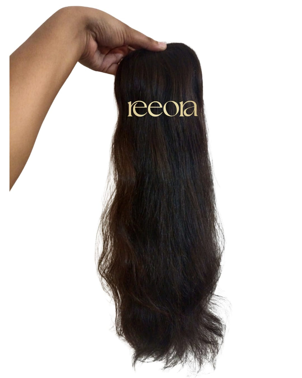 Sleek 3x5 Backcombed Human Hair Topper for Women – Straight, Natural Black, 22 Inch