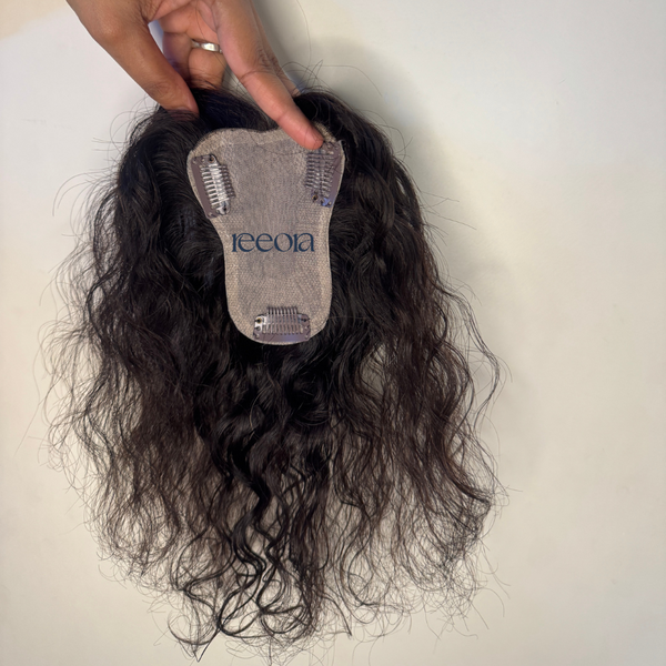Curly Hair Topper 3x5" | Natural Brown Silk Base Crown Topper – 12" Premium Human Hair by Reeora