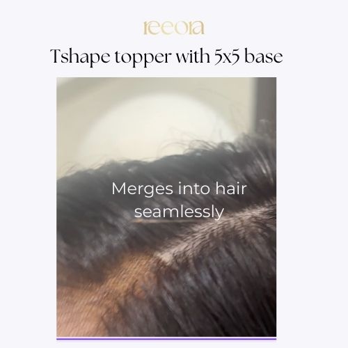 T shape topper for frontal and scalp coverage | Natural hairline | Natural black