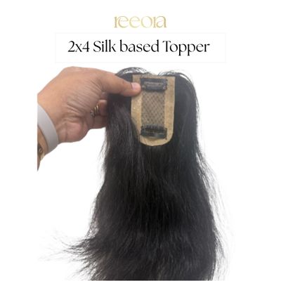 2x4 Silk Base - Black - Human Hair Topper For Women - Great to cover wide center partition