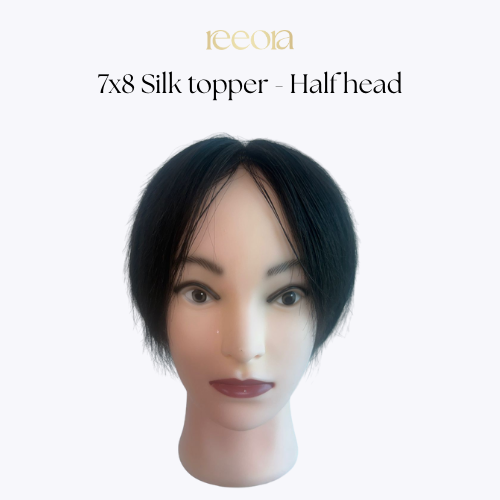 7x8 inch Skin Base Full Crown Topper - Natural Black - Human Hair Topper For Women - Wide Coverage For Thinning Hair