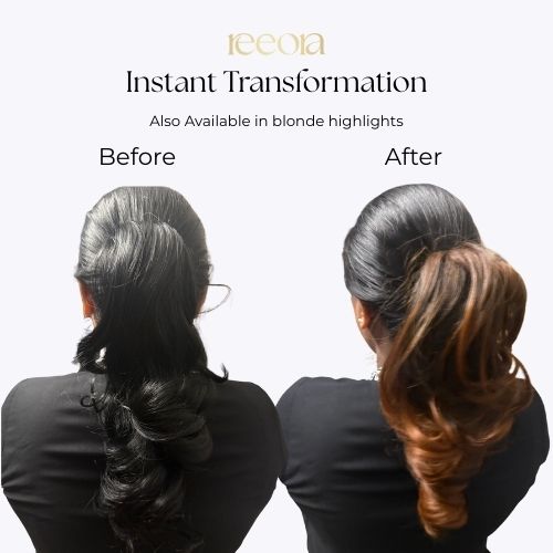 Clip-on Pre-Styled Ponytail with Bottom Curls – Black, Natural Volume, Zero Effort