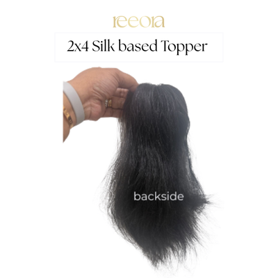 2x4 Silk Base - Black - Human Hair Topper For Women - Great to cover wide center partition