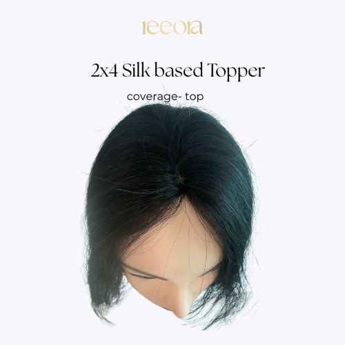 2x4 Silk Base - Black - Human Hair Topper For Women - Great to cover wide center partition