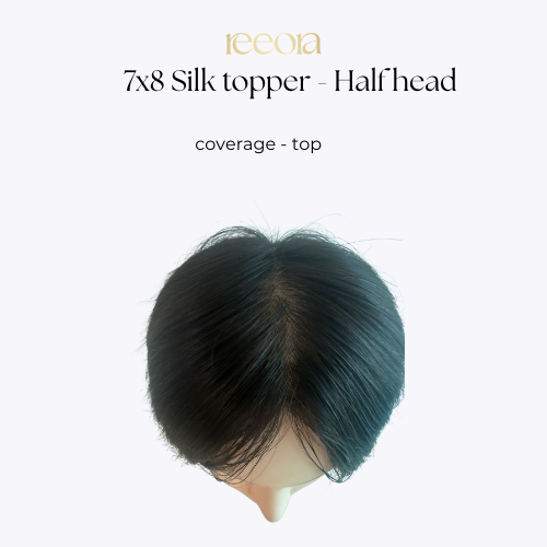 7x8 inch Skin Base Full Crown Topper - Natural Black - Human Hair Topper For Women - Wide Coverage For Thinning Hair