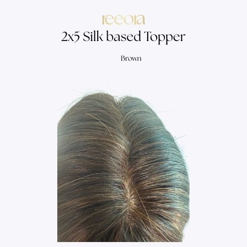 2x5 Silk Base - Brown - Human Hair Topper For Women - Great to cover wide center partition