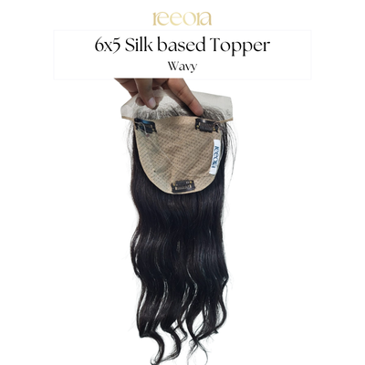 6x5 Silk Base with natural hairline|  Black | Wavy I Human Hair Topper For Women I Hair Extensions